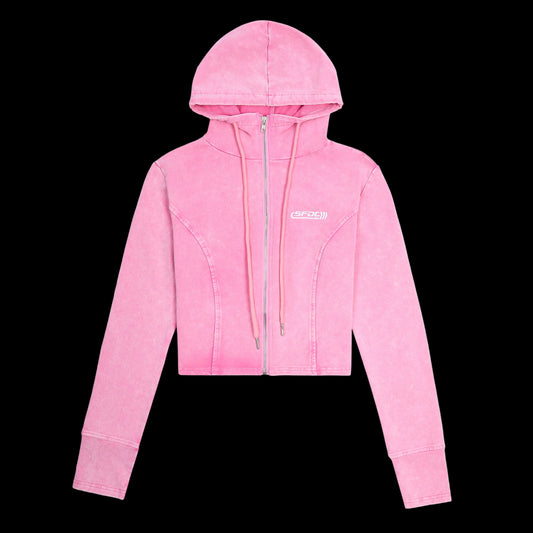 SFDC Women’s Cropped Zip Hoodie – Pink Wash