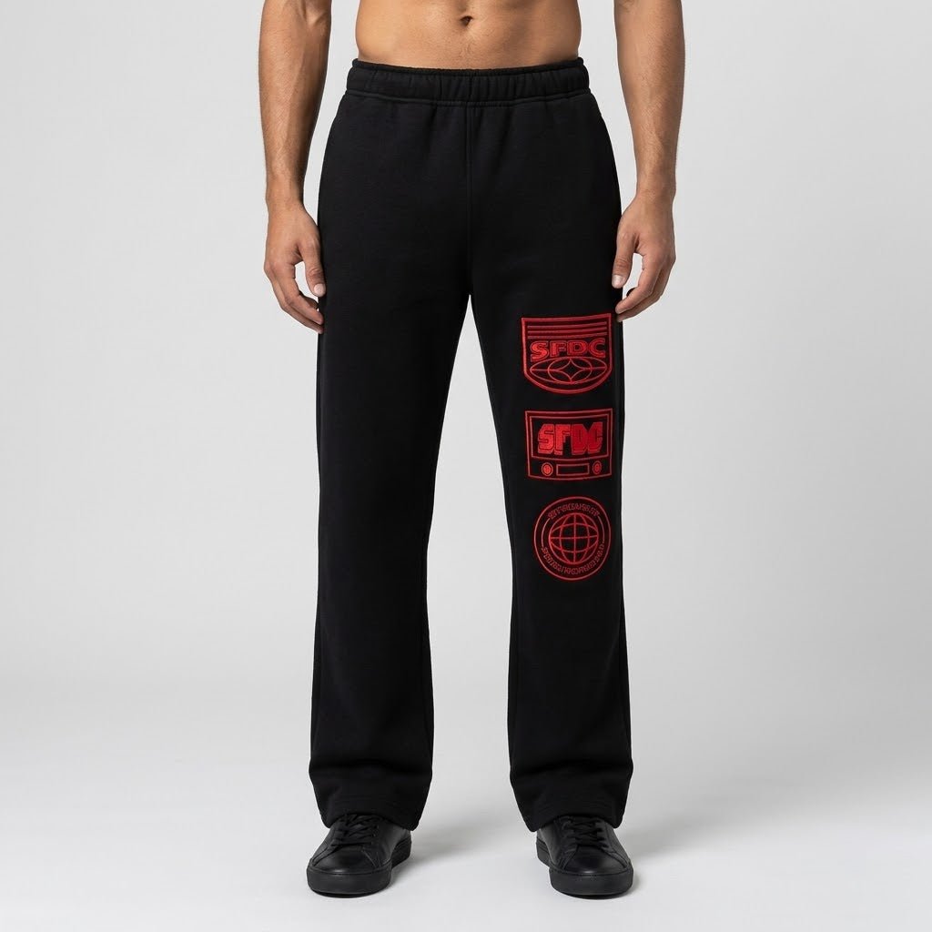 SFDC Black & Red Flare Bottoms