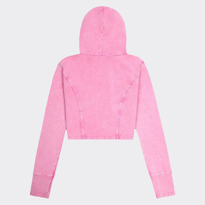 SFDC Women’s Cropped Zip Hoodie – Pink Wash