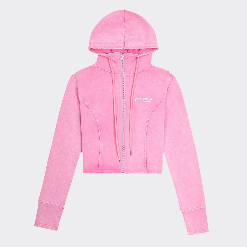 SFDC Women’s Cropped Zip Hoodie – Pink Wash