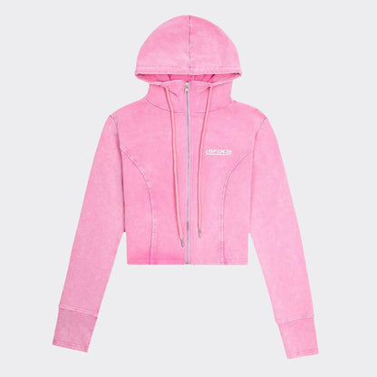 SFDC Women’s Cropped Zip Hoodie – Pink Wash